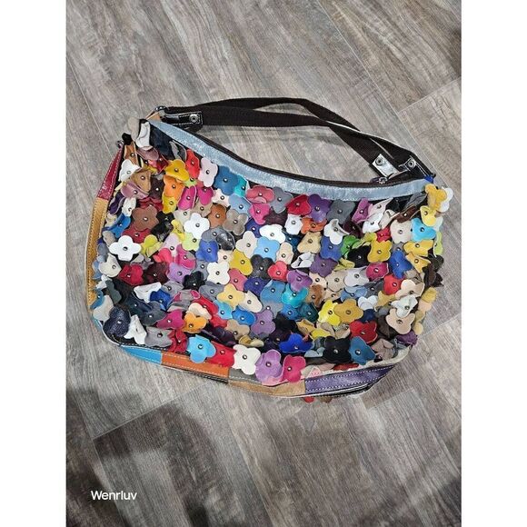 Leather Flower Petal Bohemian Hippie style purse - Picture 7 of 7